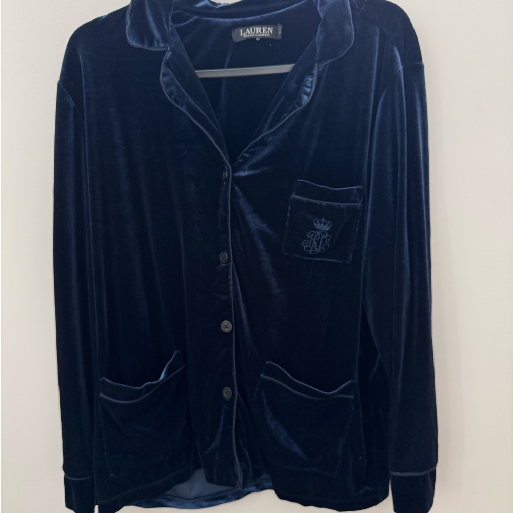 Ralph Lauren Navy Velvet Pajama Top
